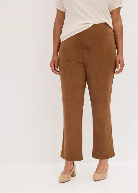 7/8-Hose in Velourslederimitat in braun von vorne - bonprix