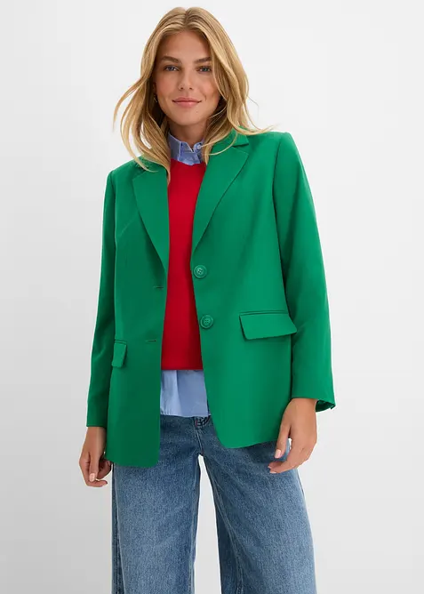 Blazer aus Viskose-Mix in grün von vorne (im Anschnitt) - bonprix