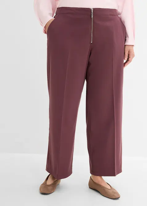 Gerade Hose mit Reißverschluss in lila von vorne - bonprix