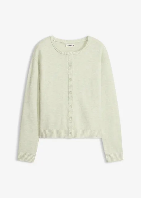 Strickjacke aus softem Viskose-Mix in grün von vorne - bonprix