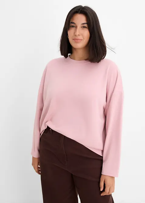 Oversize-Scubashirt aus Viskose-Mix in rosa von vorne (im Anschnitt) - bonprix
