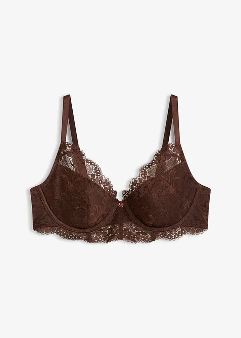 Schalen-BH aus edler Spitze in braun von vorne - bonprix