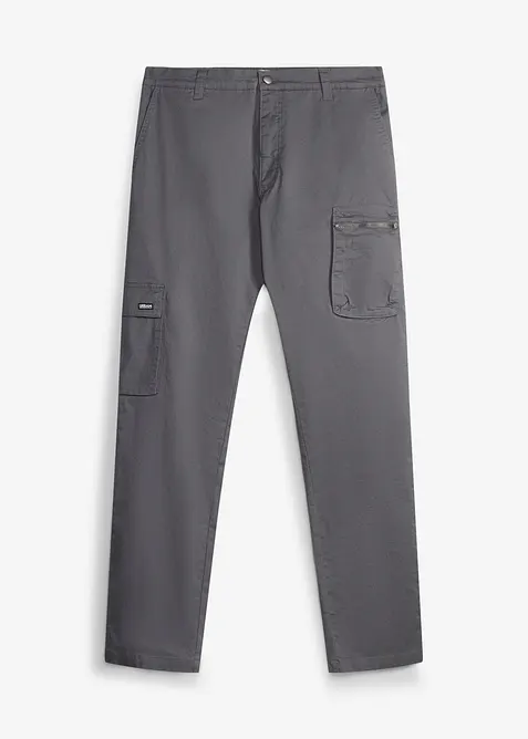 Regular Fit Stretch-Hose mit Handy-Tasche, Straight in grau von vorne - bonprix