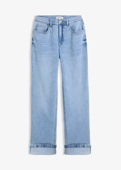 Loose Straight-Jeans High Waist in blau von vorne - bonprix