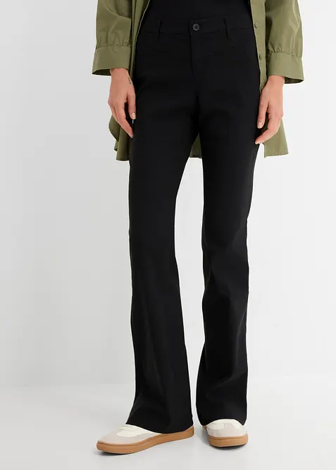 Bengalin-Bootcut-Hose aus Viskose-Mix in schwarz von vorne - bonprix
