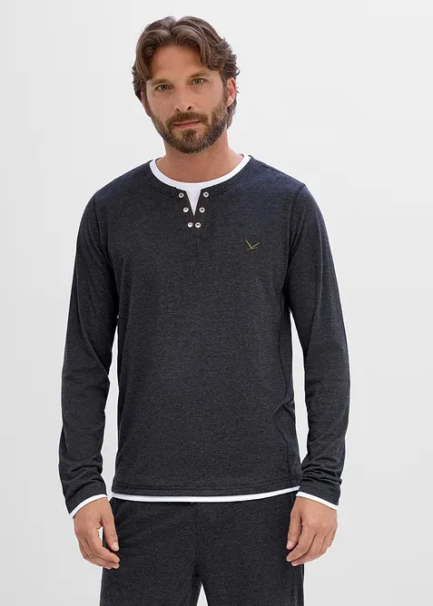 2-in-1 Langarmshirt in Regular Fit (2er Pack) in grün von vorne (im Anschnitt) - bonprix