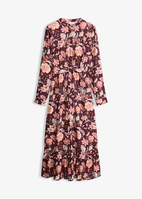 Maxikleid aus fließender Viskose in lila von vorne - bonprix