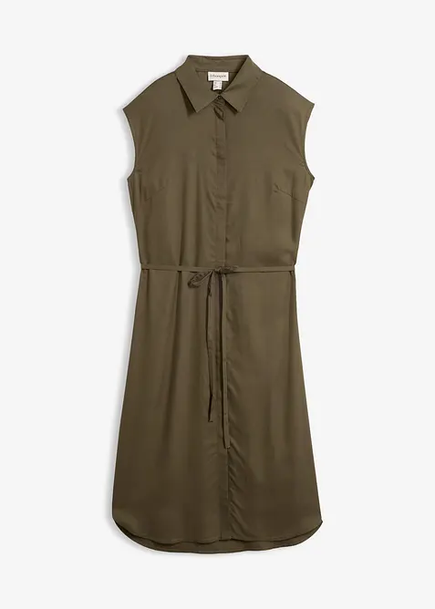 Blusenkleid aus weicher Viskose in grün von vorne - bonprix
