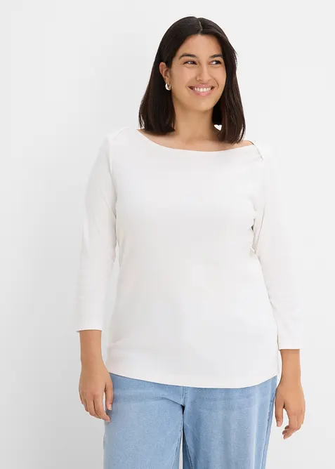 Shirt aus reiner Bio-Baumwolle in weiß von vorne (im Anschnitt) - bonprix