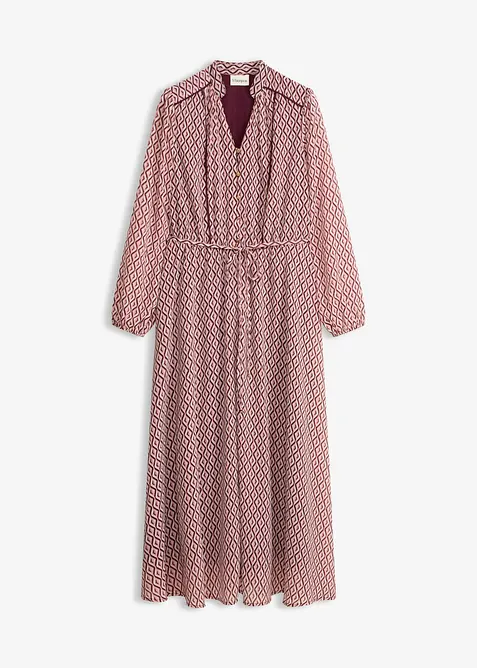 Chiffonkleid mit Kontrast-Pipings in lila von vorne - bonprix