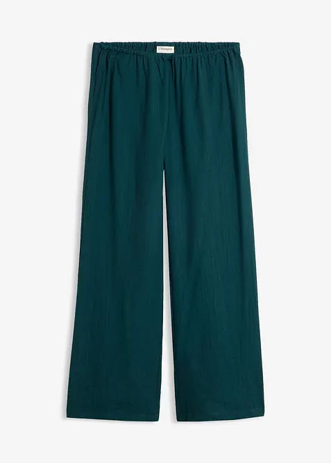 Schlupfhose aus strukturiertem Viskose-Mix in grün von vorne - bonprix