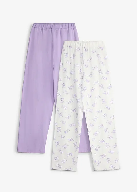 Pyjamahose aus reiner Bio-Baumwolle (2er Pack) in weiß von vorne - bonprix