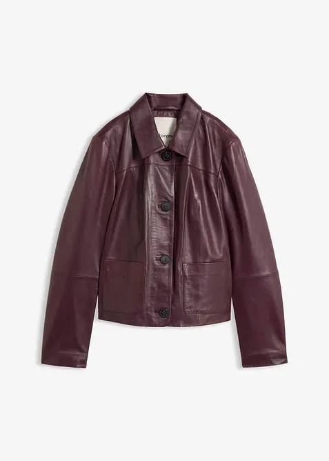 Lederjacke aus softem Lammnappa in lila von vorne - bonprix
