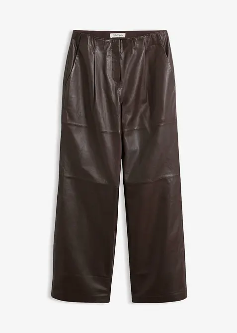 Lederhose mit Bundfalten in braun von vorne - bonprix