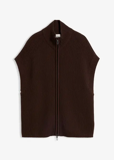 Strick-Weste aus weichem Woll-Mix in braun von vorne - bonprix