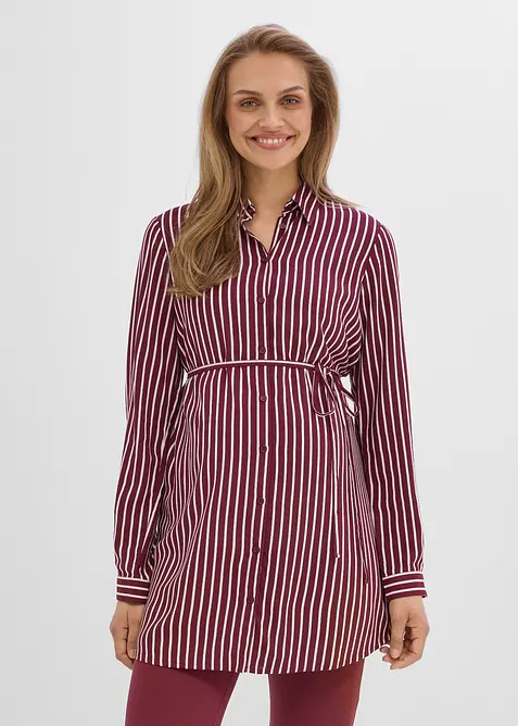 2-in-1 Umstands- und Stillblusenkleid aus fließender Viskose in rot von vorne (Totalaufnahme) - bonprix