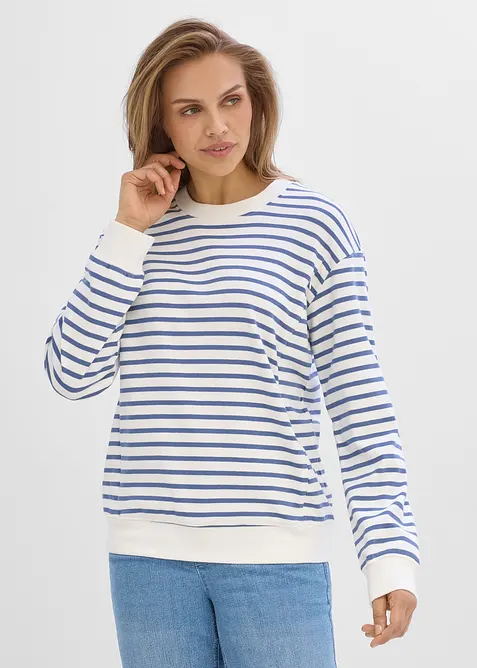 2-in-1 Umstands- und Stillshirt aus reiner Bio-Baumwolle in blau von vorne (im Anschnitt) - bonprix