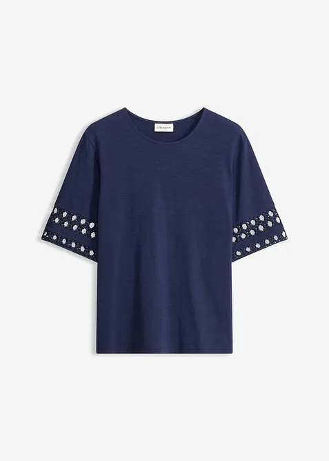T-Shirt aus reiner Baumwolle in blau von vorne - bonprix