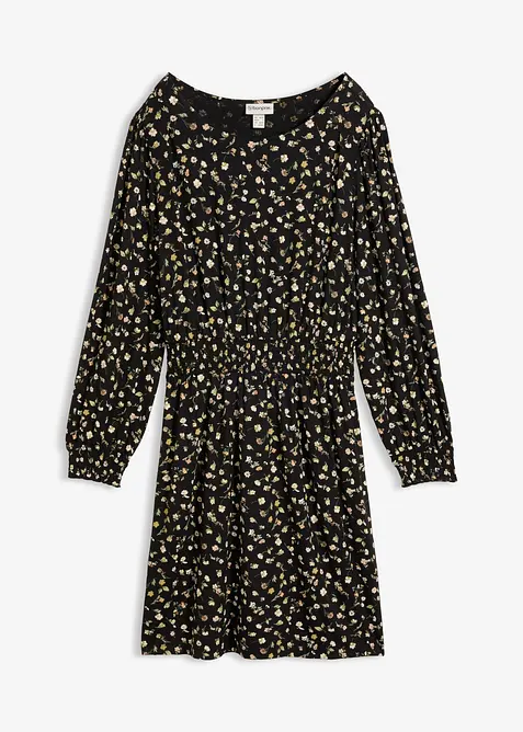 Jerseykleid mit Rundhals in schwarz von vorne - bonprix