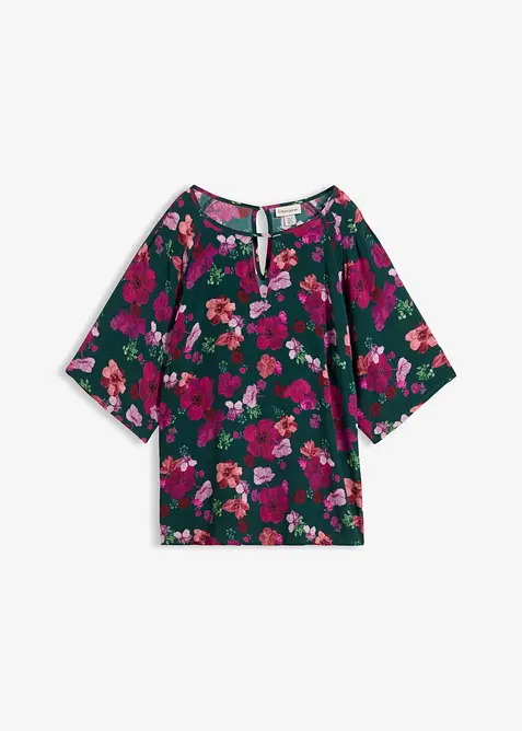 Chiffon-Tunika in grün von vorne - bonprix