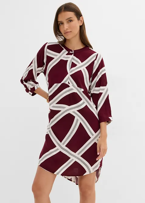 Blusenkleid aus reiner Viskose in rot von vorne (Totalaufnahme) - bonprix