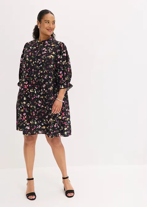 ausgestelltes Tunika-Kleid in schwarz von vorne (Totalaufnahme) - bonprix
