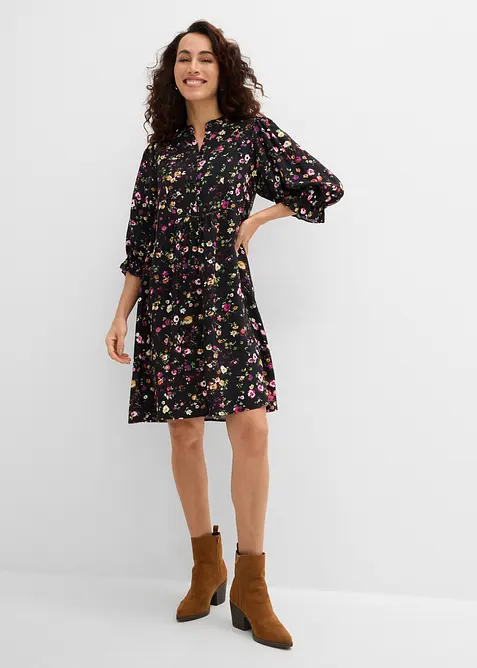 ausgestelltes Tunika-Kleid in schwarz von vorne (Totalaufnahme) - bonprix