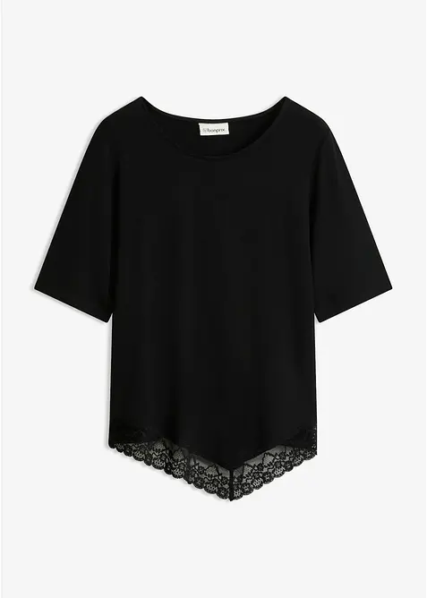 Shirt aus softer Viskose in schwarz von vorne - bonprix