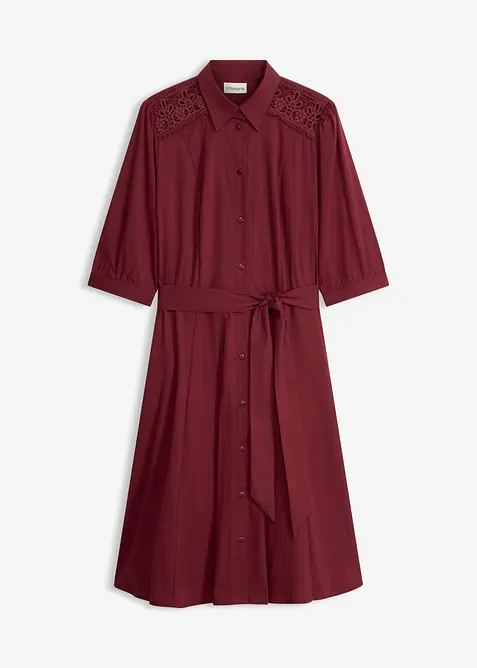 Popeline Hemdblusenkleid aus Baumwoll-Mix in rot von vorne - bonprix