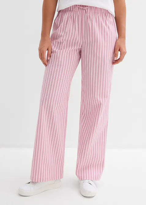 Palazzo-Hose aus Baumwoll-Mix in rosa von vorne - bonprix