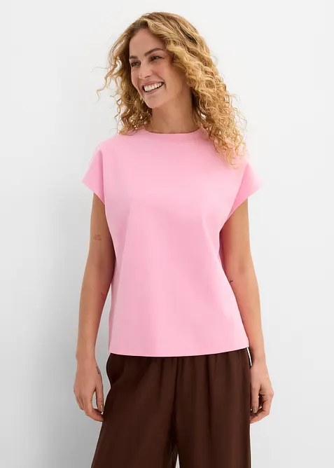T-Shirt aus reiner Bio-Baumwolle (2er Pack) in rosa von vorne (im Anschnitt) - bonprix