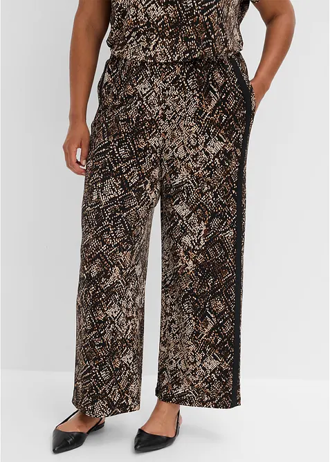 Jersey-Hose mit Satintape in schwarz von vorne - bonprix