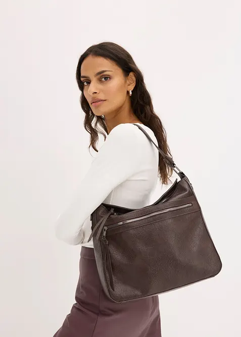 Shopper mit Außentasche in braun im Look von vorne (Totalaufnahme) - bonprix