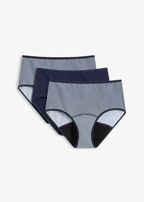Perioden Maxipanty mit leichter Saugstärke (3er Pack) in blau von vorne - bonprix