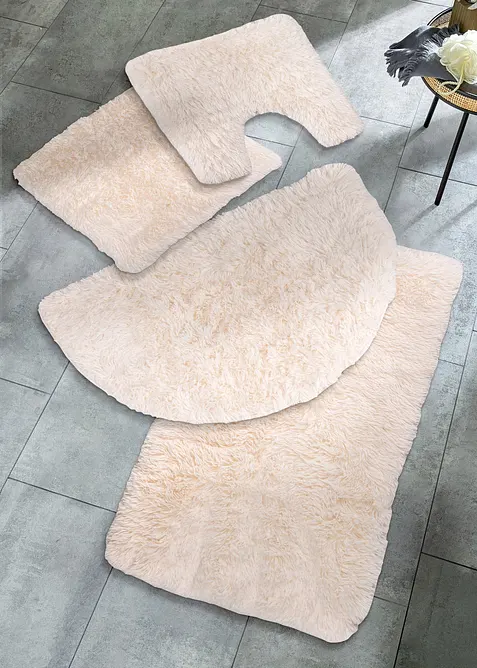 Memory Schaum Badematte mit Synthetik Fell in beige - bonprix