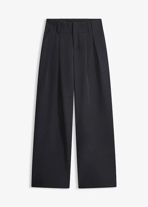 Bundfaltenhose mit Bequembund in schwarz von vorne - bonprix