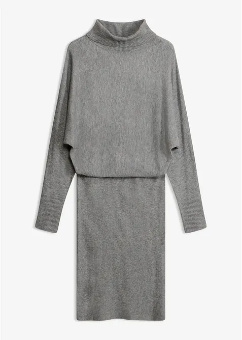 Strickkleid aus Viskose-Mix in grau von vorne - bonprix