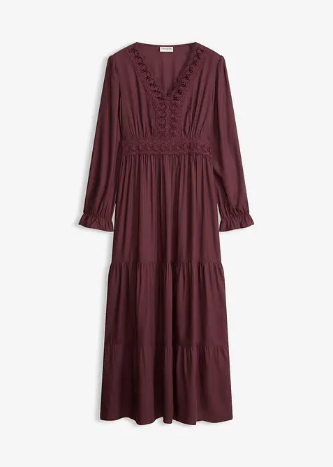 Maxikleid aus reiner Viskose in lila von vorne - bonprix