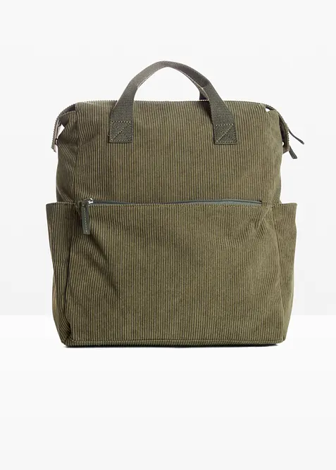 Rucksack in Cordoptik in grün von vorne - bonprix