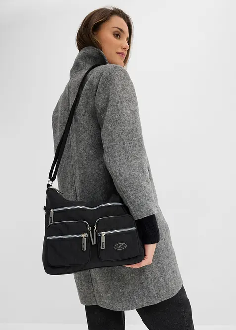 Umhängetasche mit Außentaschen in schwarz im Look von vorne (Totalaufnahme) - bonprix