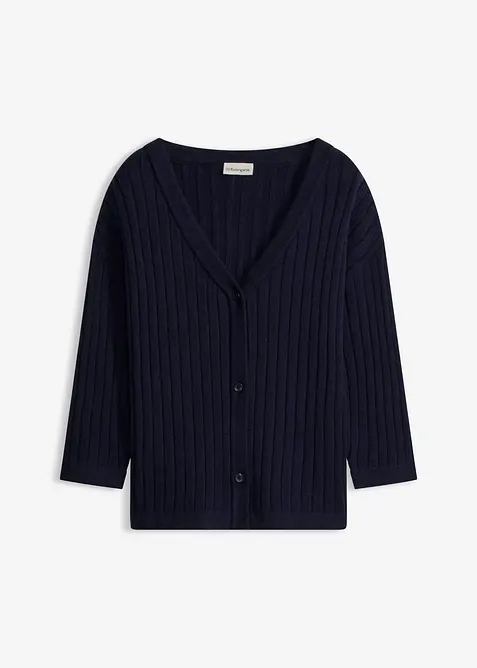 Strickjacke aus Viskose-Mix in blau von vorne - bonprix