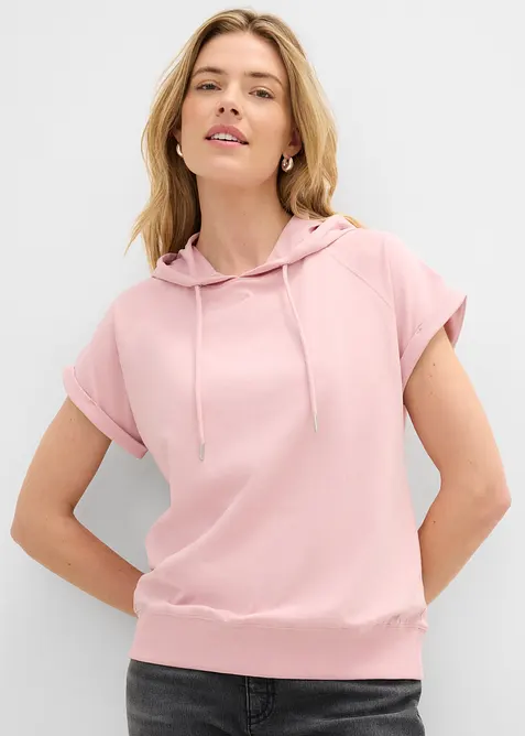 Shirt mit Kapuze in rosa von vorne (im Anschnitt) - bonprix