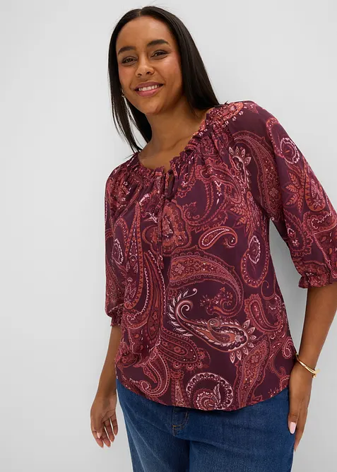 Chiffonbluse in A-Linie in rot von vorne (im Anschnitt) - bonprix