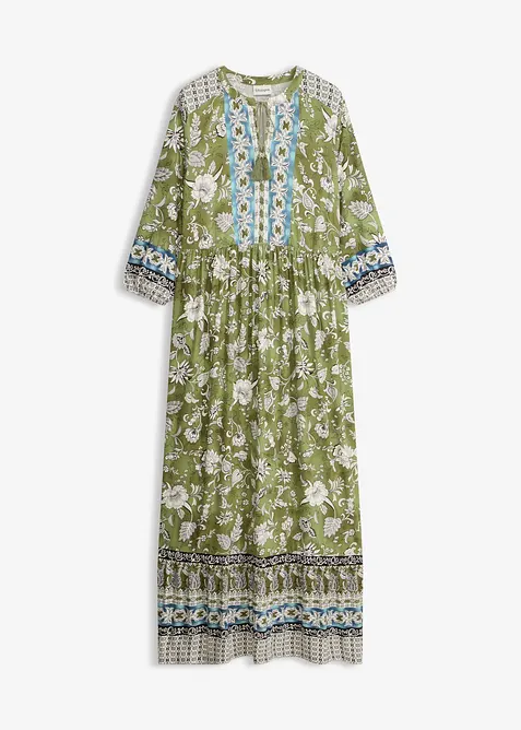Tunika-Kleid aus fließender Viskose in grün von vorne - bonprix