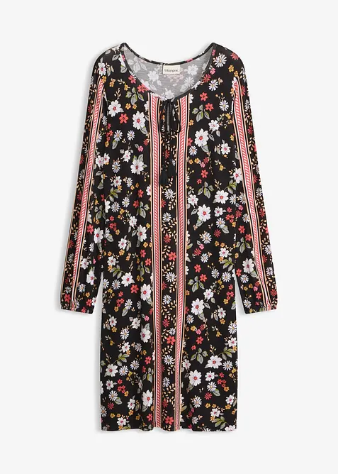 Tunika-Kleid aus softem Viskose-Mix in schwarz von vorne - bonprix