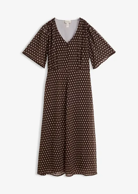 Midikleid aus strukturiertem Chiffon in braun von vorne - bonprix