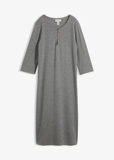 Shirtkleid mit 3/4-Ärmeln in grau von vorne - bonprix