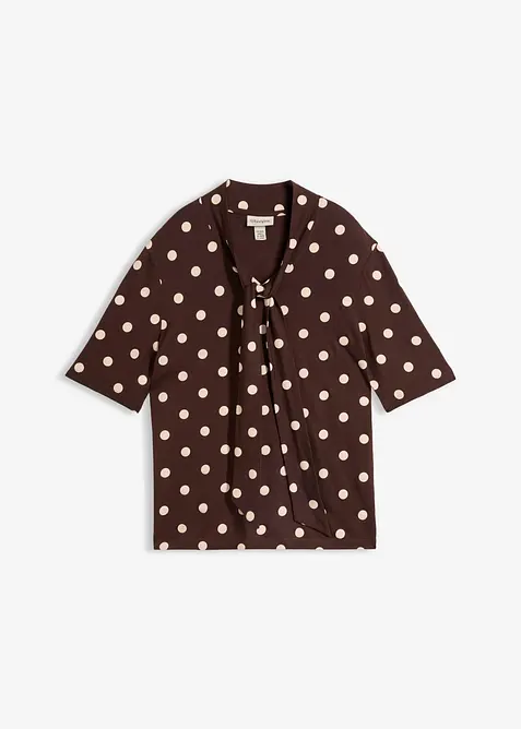 Shirt mit Schluppe in braun von vorne - bonprix