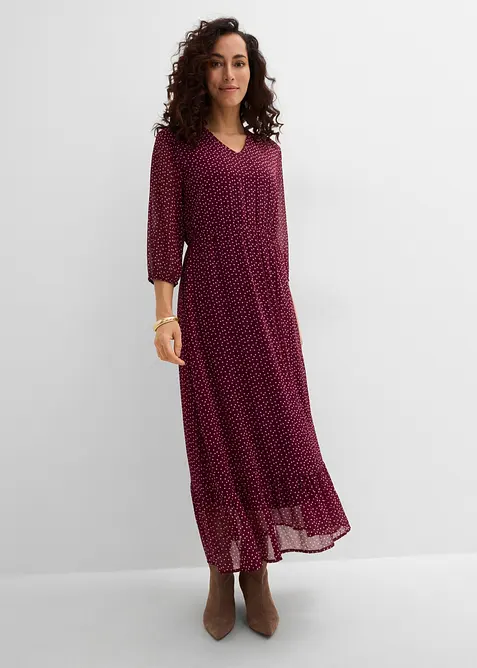 Chiffonkleid mit V-Ausschnitt in lila von vorne (Totalaufnahme) - bonprix