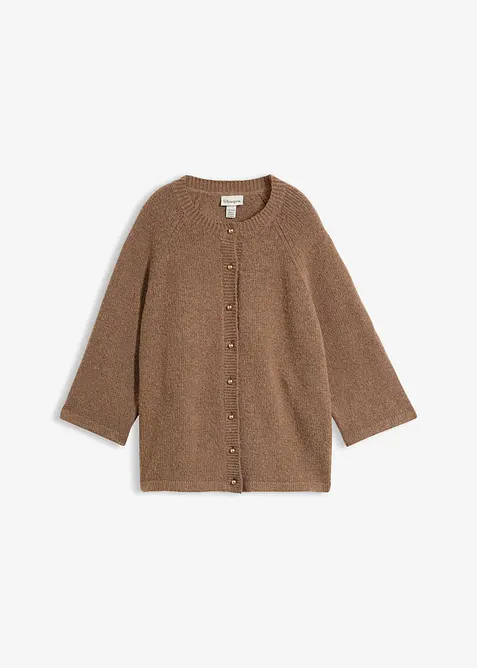 Strickjacke, 3/4 Arm in braun von vorne - bonprix